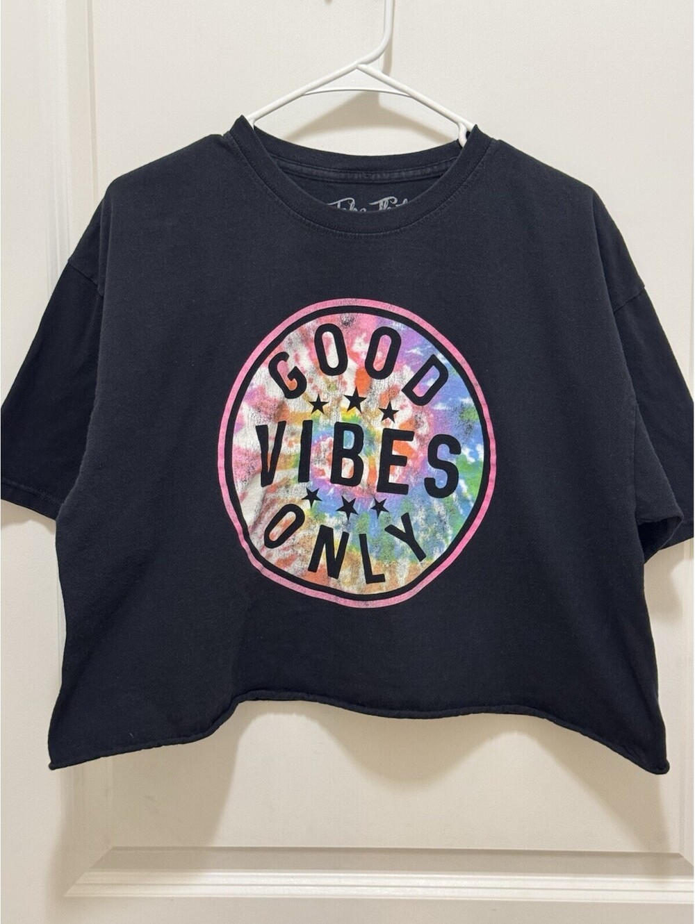 Take That Bailey Apparel Women’s XL Good Vibes Only Crop T-Shirt Black Cotton